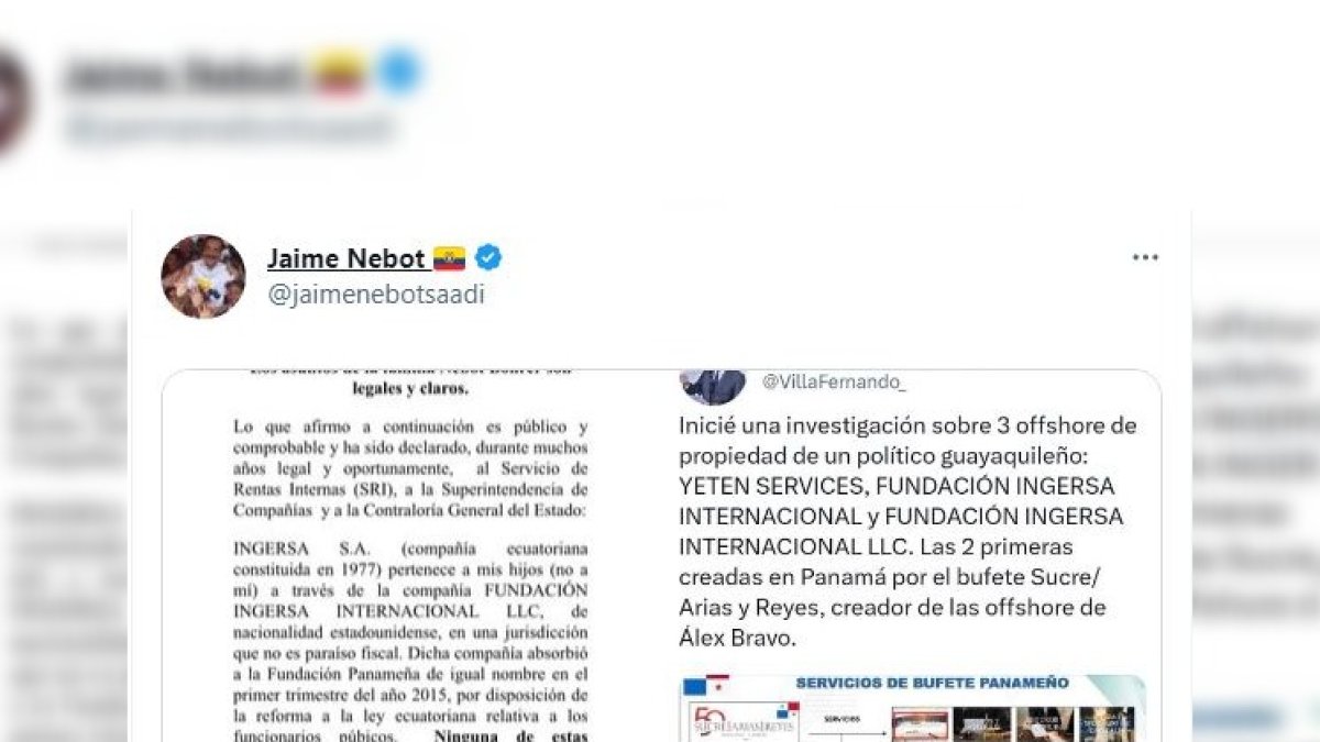 Cruce de tuits entre el asambleísta Fernando Villavicencio y el líder del Partido Social Cristiano, Jaime Nebot.