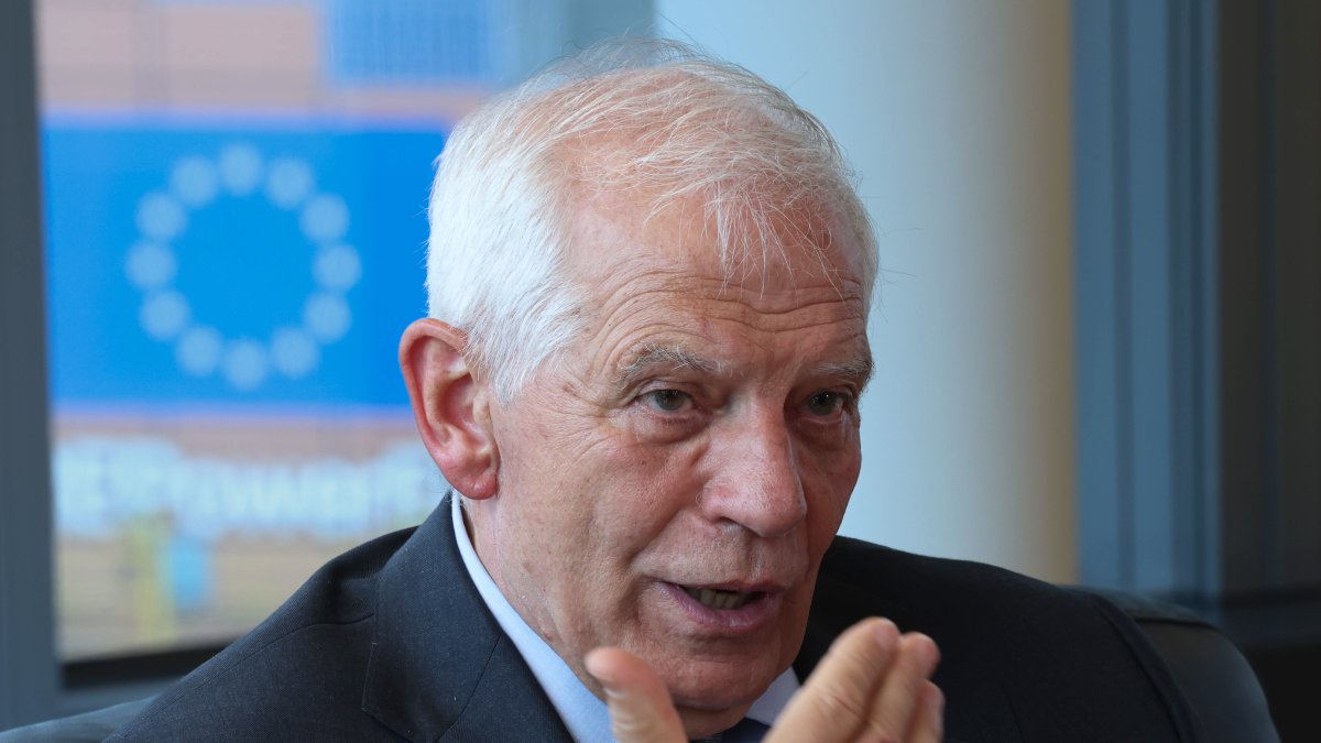 El alto representante de la Unión Europea para Asuntos Exteriores, Josep Borrell, durante la entrevista concedida en Bruselas.