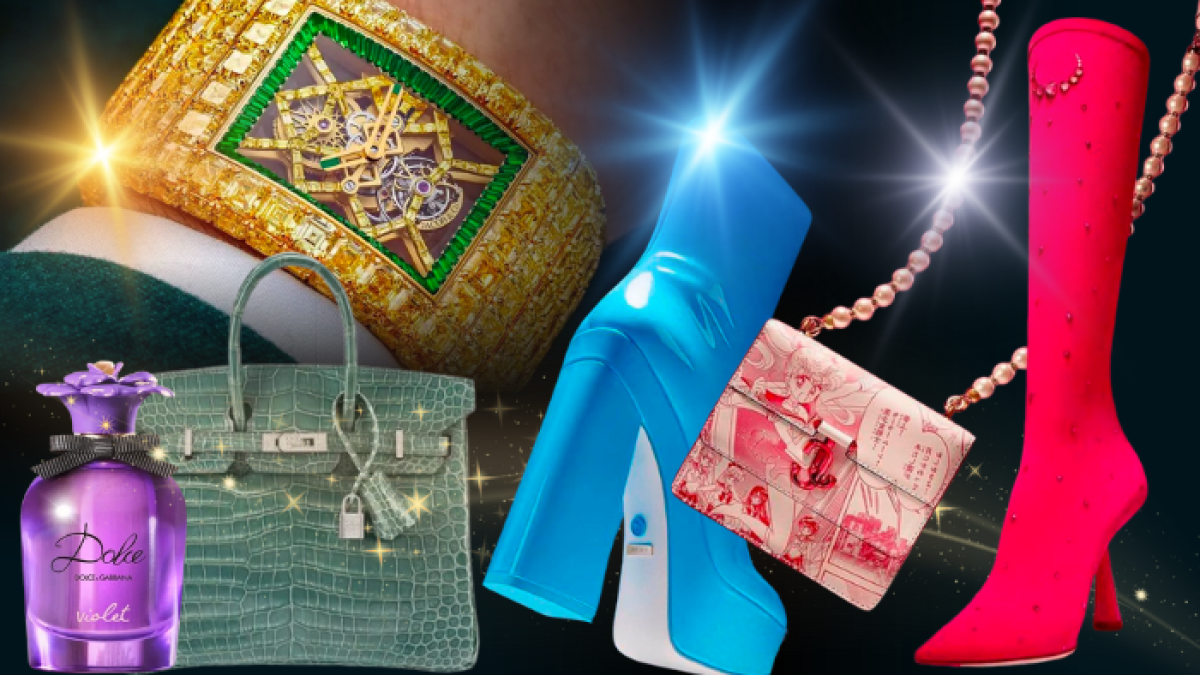 Reloj, perfume, zapatos y botas de la saga Sailor Moon, entre otros artículos de lujo.