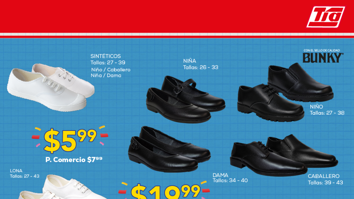 En Tía puedes conseguir zapatos de cuero para completar los uniformes de tus hijos.