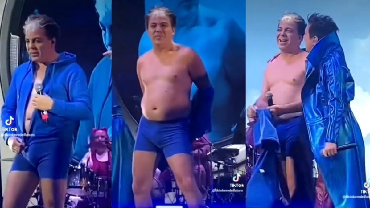 Cristian Castro durante su intervención en el escenario del Gran Rex en Buenos Aires.