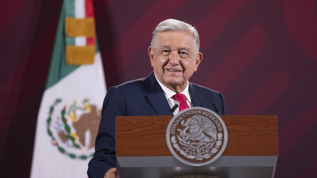 El mandatario mexicano, Andrés Manuel López Obrador, durante una rueda de prensa en Palacio Nacional de la Ciudad de México.