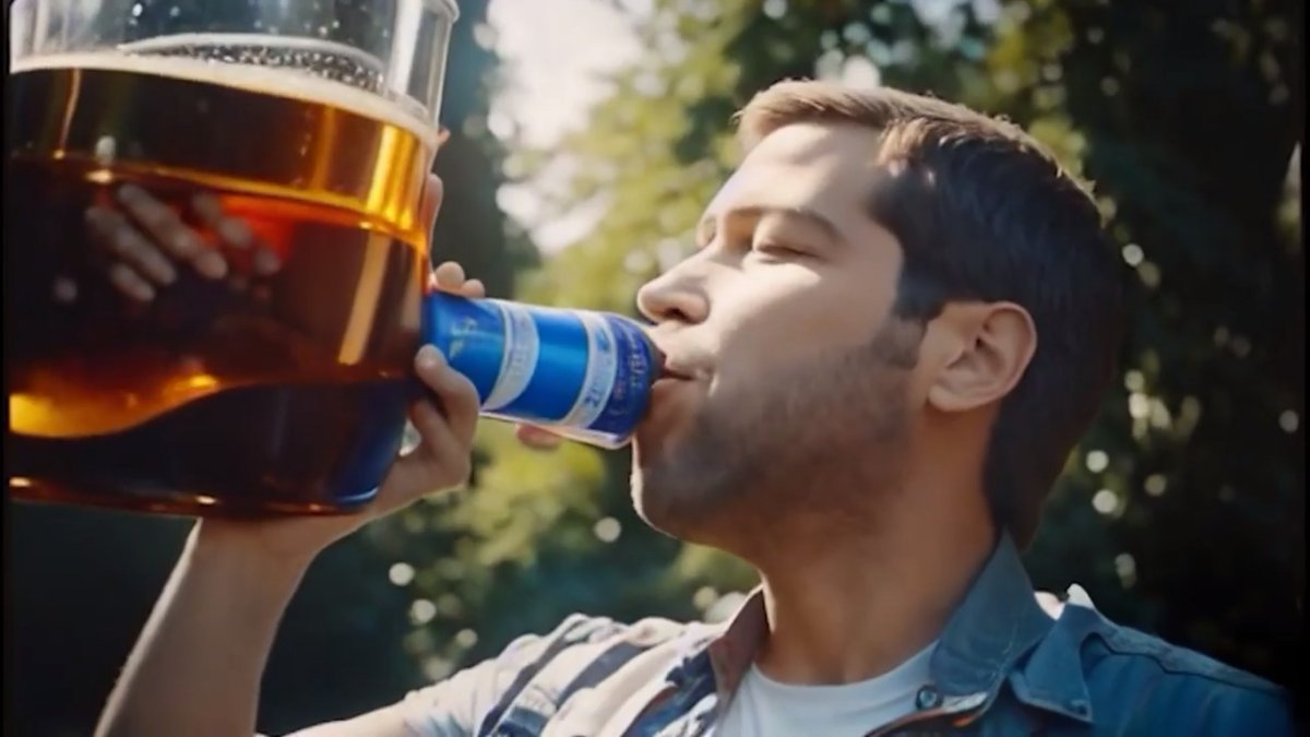El comercial muestra un trabajo poco prolijo por parte de la IA en los cuerpos y rostros de los participantes.