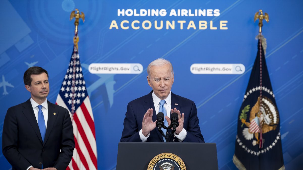 Autoridad. El presidente de Estados Unidos, Joe Biden, en rueda de prensa.