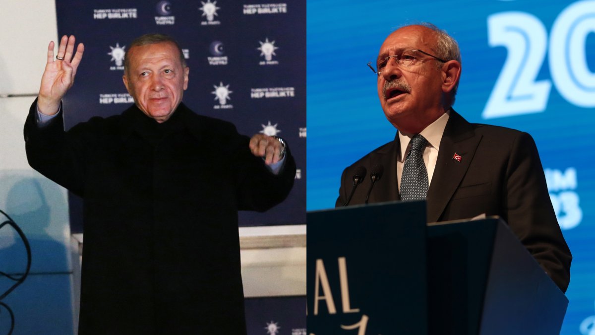 El presidente de Turquía y candidato a la reelección, Recep Tayyip Erdogan (i), y su oponente en la segunda vuelta de las elecciones presidenciales del 28 de mayo, Kemal Kilicdaroglu.