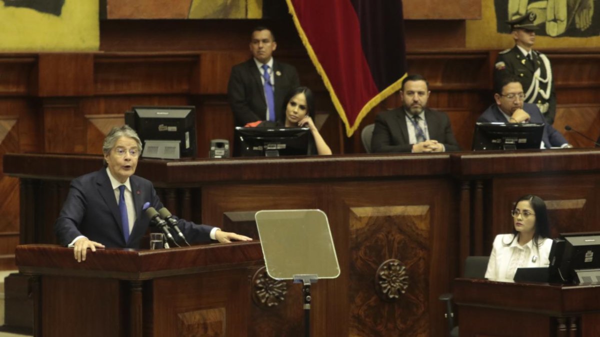 El presidente Lasso acudió el 16 de mayo de 2023 a la Asamblea para defenderse en el juicio político que se desarrollaba en su contra.