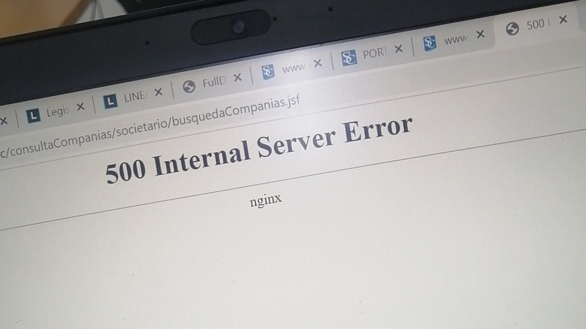 Captura de pantalla de error en la página de la Superintendencia de Compañías.