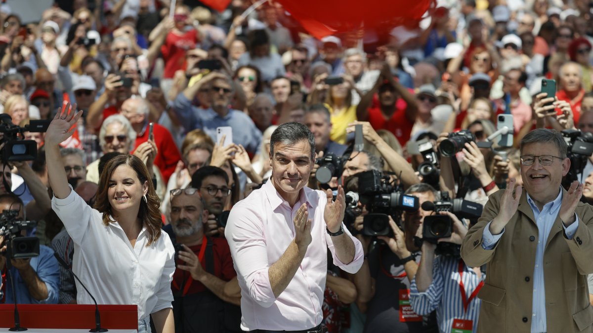 Figura. - El secretario general del PSOE y presidente del Gobierno, Pedro Sánchez en su tercer acto de partido este mes en la Comunitat Valenciana.