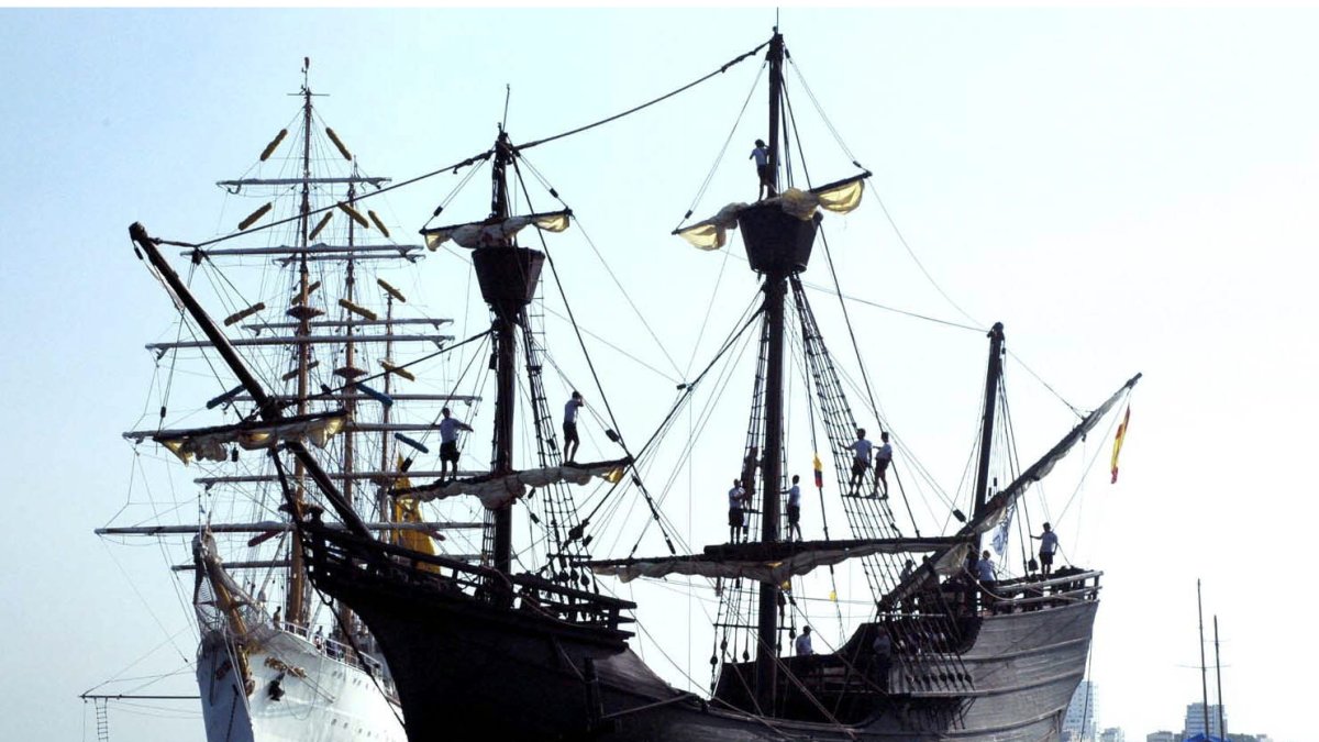 Histórico. Una réplica del barco español del siglo XVI que naufragó.