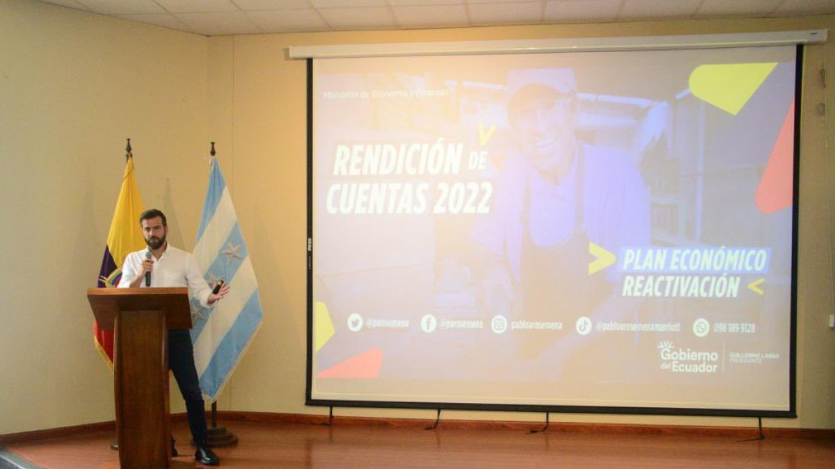 Pablo Arosemena, ministro de Economía y Finanzas, en el evento de rendición de cuentas 2022.