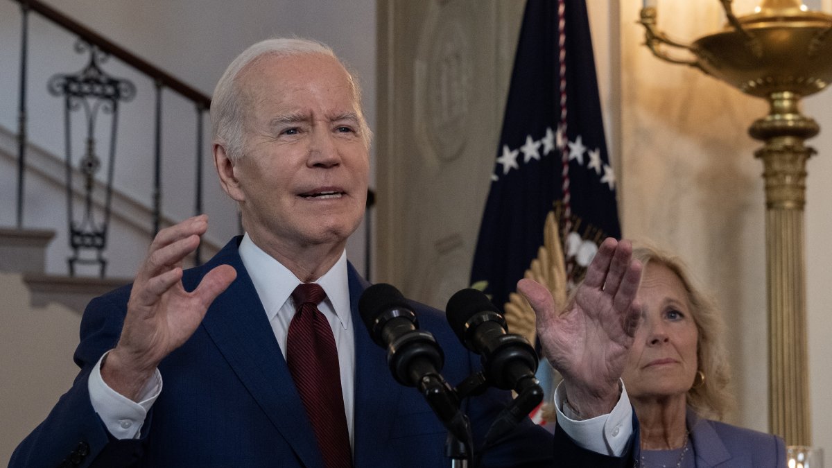 El presidente de los Estados Unidos, Joe Biden, hace declaraciones para conmemorar el primer aniversario de los tiroteos en la Escuela Primaria Robb en Uvalde, Texas, este 24 de amyo de 2023