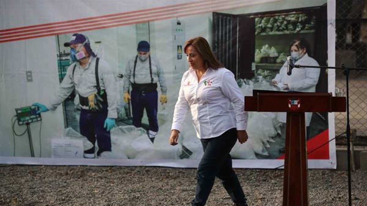 Lima. La presidenta Dina Boluarte asiste al acto de quema de drogas.