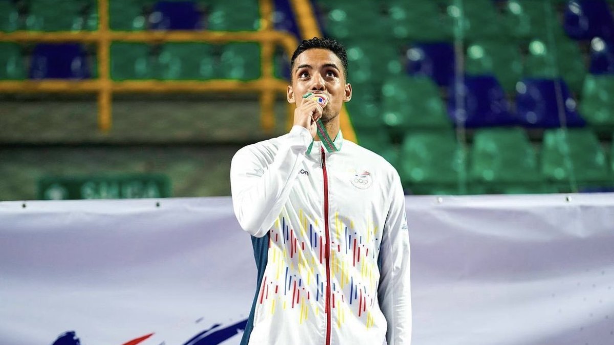 José cuando recibió el metal dorado en el Panamericano Sénior por la categoría -84 kilogramos.
