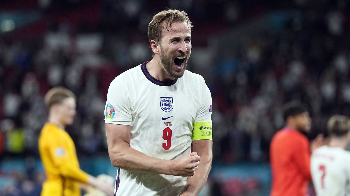 El delantero de Inglaterra, Harry Kane, celebrando el pase a la final de la Eurocopa de naciones.