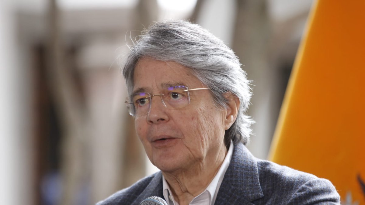 El presidente Guillermo Lasso en conferencia de prensa.