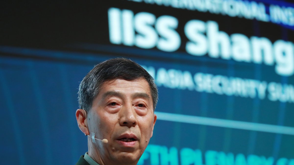 Ministro de Defensa Chino durante su ponencia en el foro de seguridad de  Shangri-la.