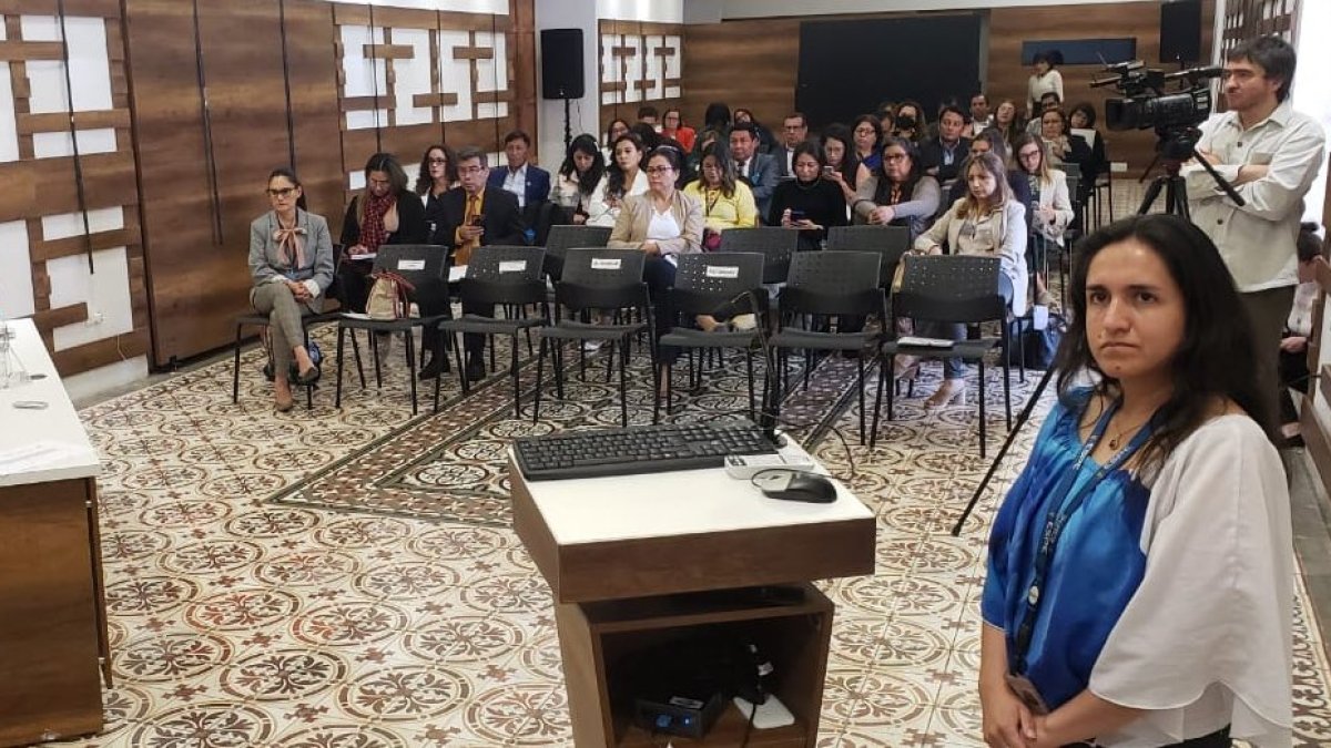 Representantes universitarios compartieron los resultados de un protocolo para prevenir el acoso sexual, el 30 de mayo de 2023, en Quito.