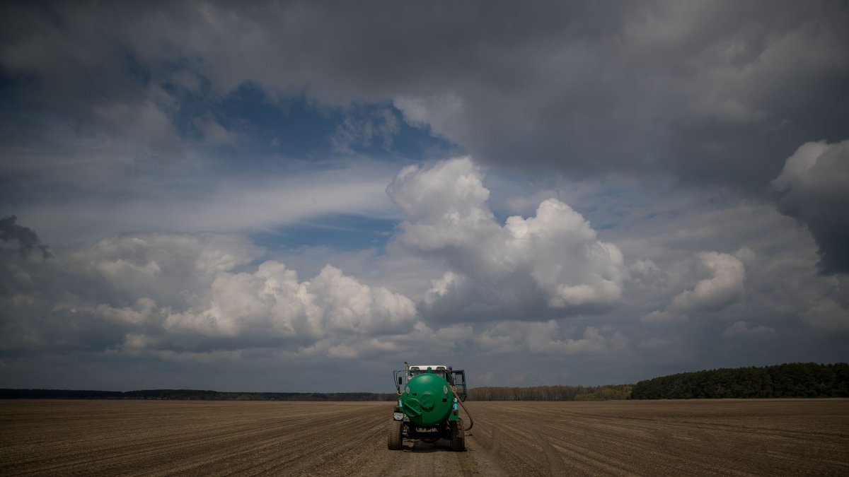 Vista de un campo de cultivo en una carretera en las inmediaciones de Kiev.