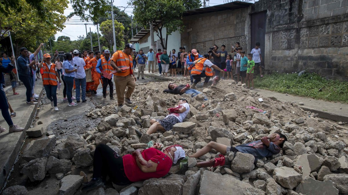 Managua. La defensa civil cumple un simulacro de siniestros naturales en esta capital.