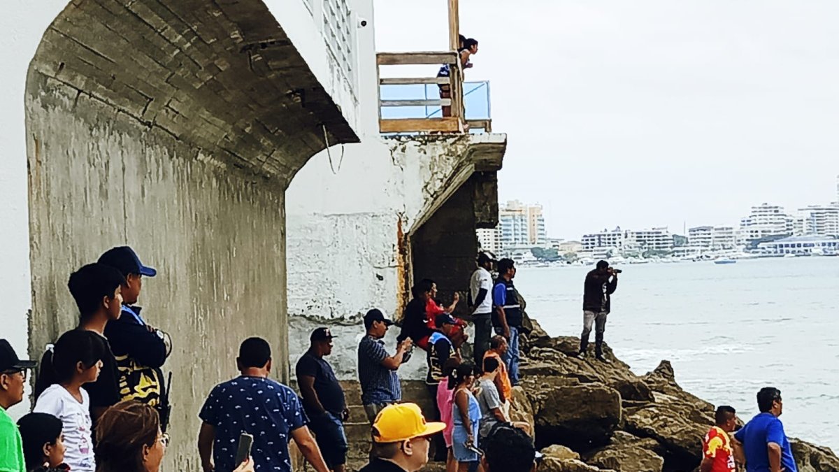 Turistas y habitantes de la localidad salieron del agua, para prevenir cualquier ataque.