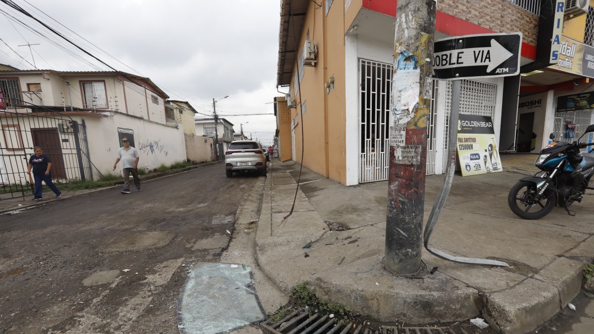 Sector. Contra este poste chocó la furgoneta en Mucho Lote 1.