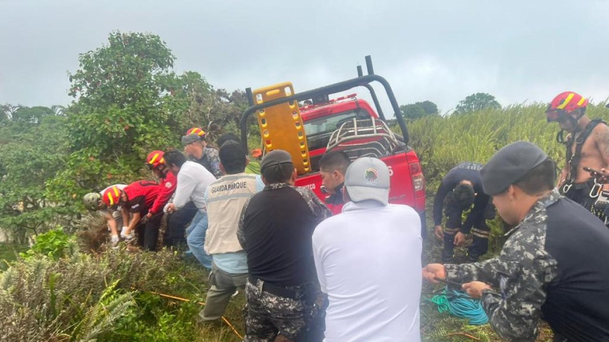Tarea. Bomberos, guardaparques y policías ayudaron en el rescate.