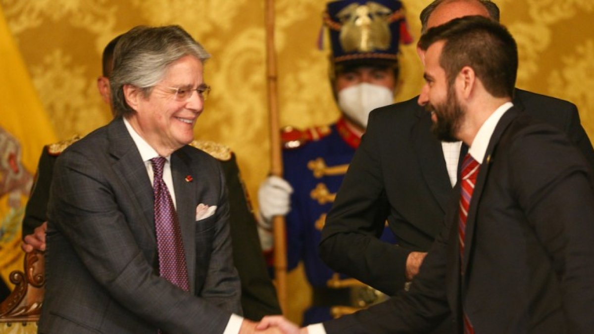 El presidente de la República, Guillermo Lasso, y el ministro de Economía y Finanzas, Pablo Arosemena.
