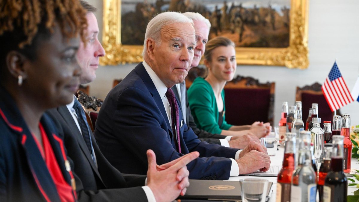 El presidente de Estados Unidos, Joe Biden (3-i), fue registrado este jueves, 13 de julio, en Helsinki (Finlandia).