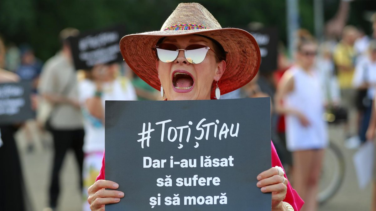 Activistas protestaron en Bucarest ante el caso del maltrato a ancianos en centros geriátricos.