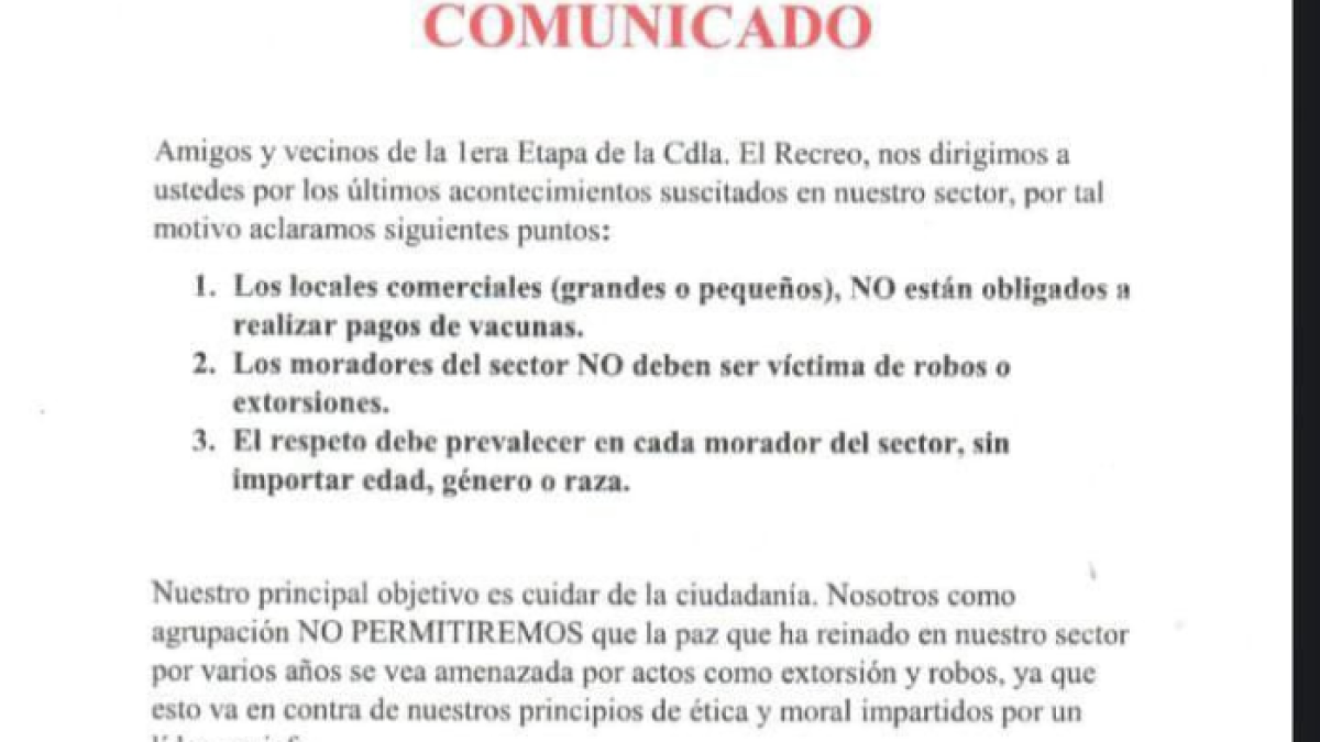 Comunicado de los Latin King.