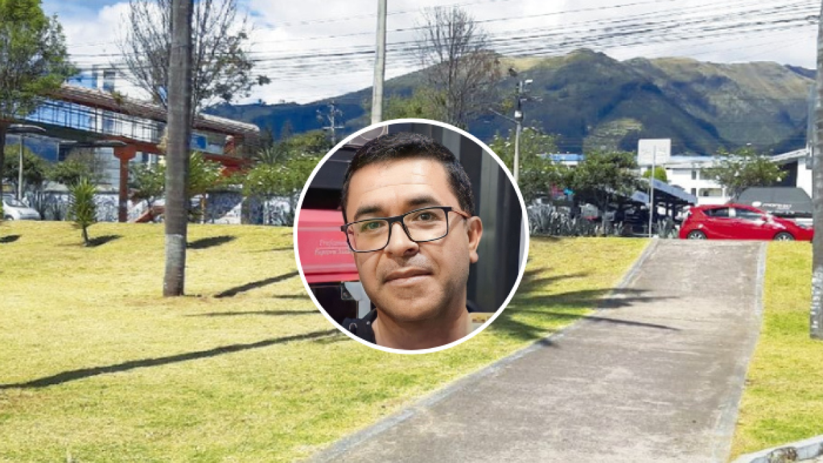 En un parque de Quito fue hallado el cuerpo de Gonzalo López (círculo).