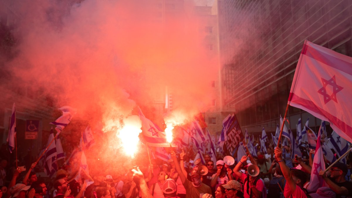 Manifestación en Tel Aviv (Israel) el 18 de julio de 2023 contra la reforma del sistema judicial.