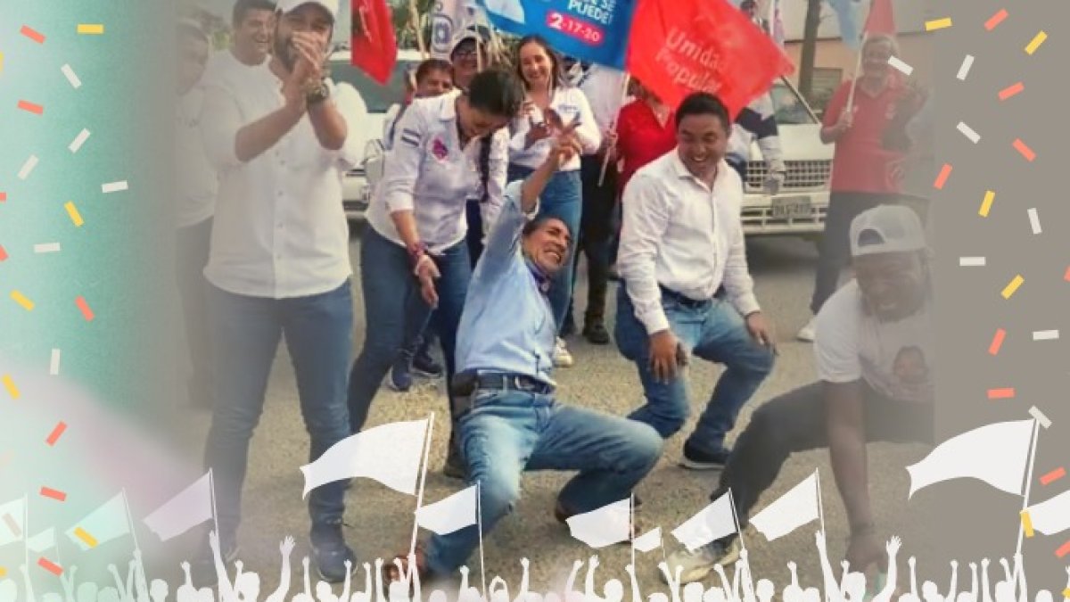 Yaku Pérez bailó con sus seguidores.