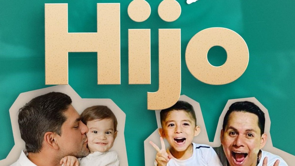 Emilio Pinargote y Jhonatan Luna con sus respectivos hijos.