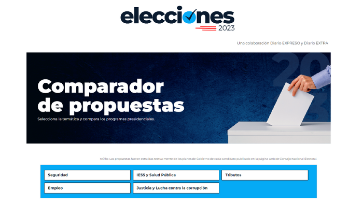 Desde www.expreso.ec se puede acceder al comparador de propuestas.