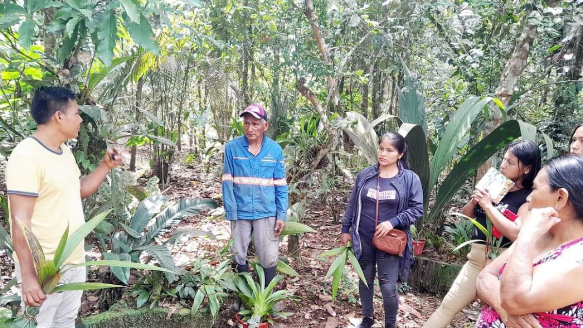 Exhibición. A un costado, aparece Felipe Wampash, de nacionalidad shuar y fundador del Jardín Botánico Jintim.