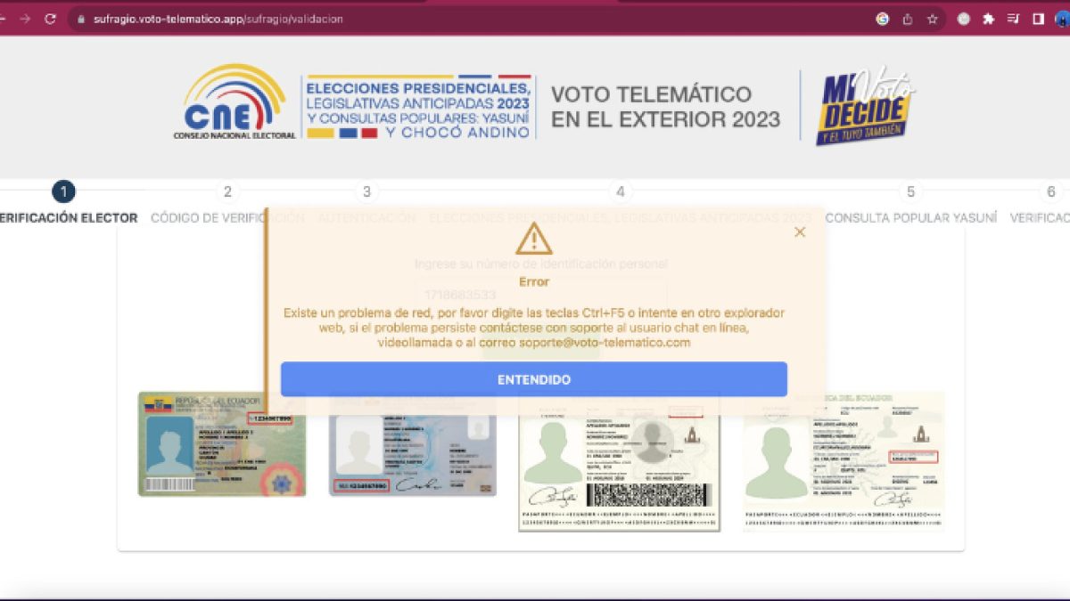 Captura de pantalla. Así se muestra el portal web para el voto telemático.