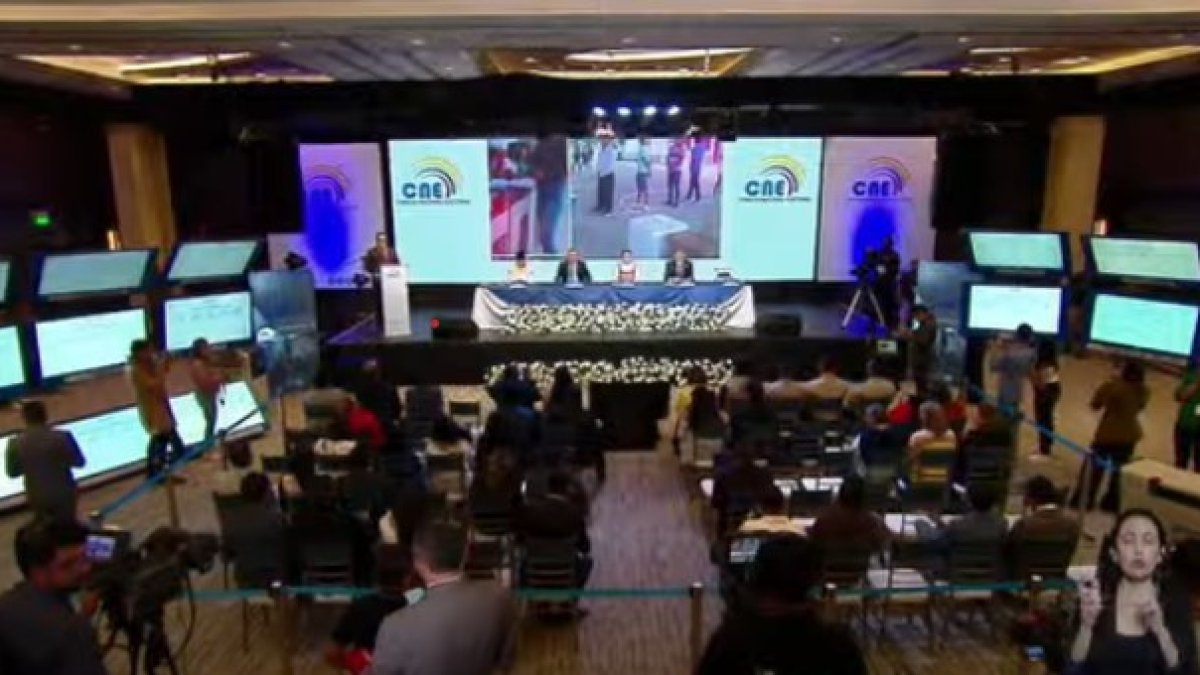 Captura de pantalla. Durante la rueda de prensa del Consejo Nacional Electoral.