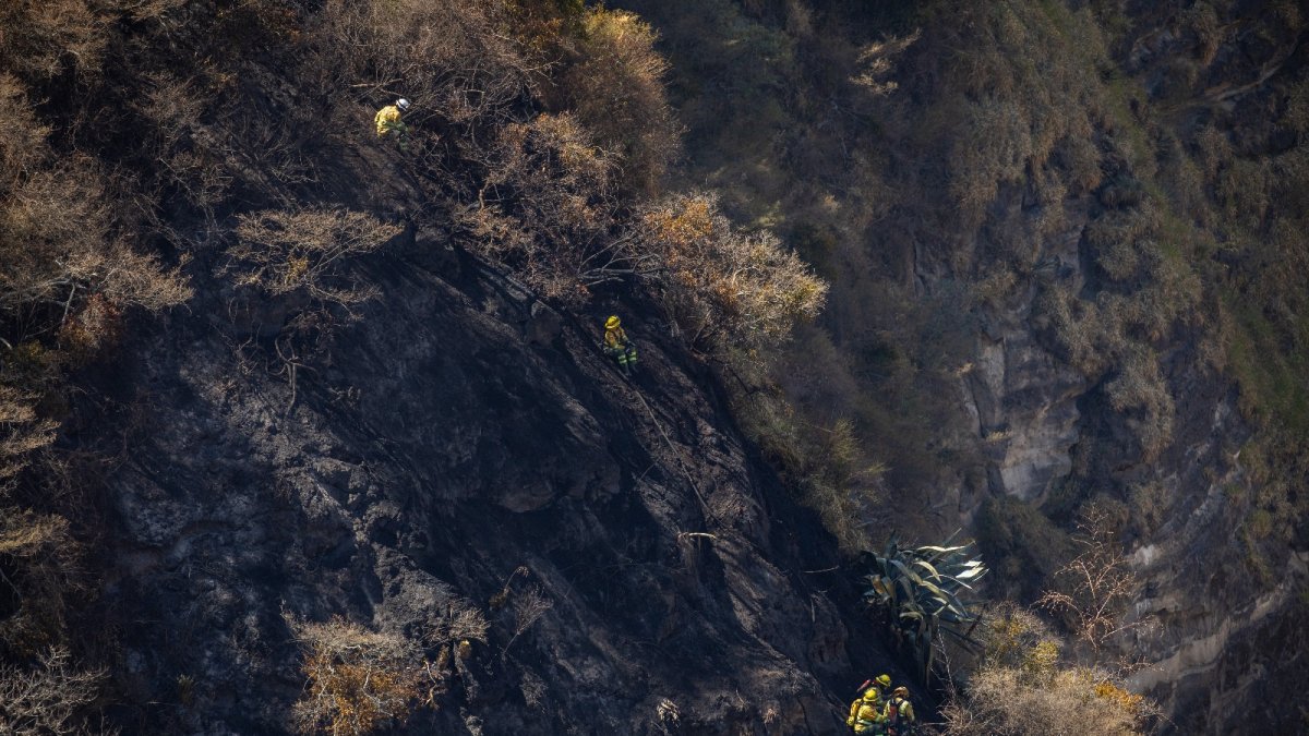 Los bomberos de Quito trabajaron en un terreno complicado para contener las llamas.