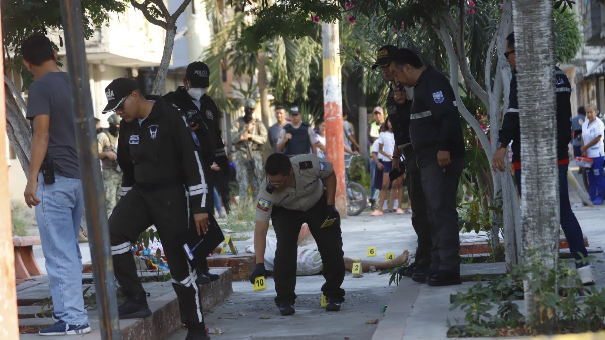 Varios policías en la escena del crimen, identifican los 