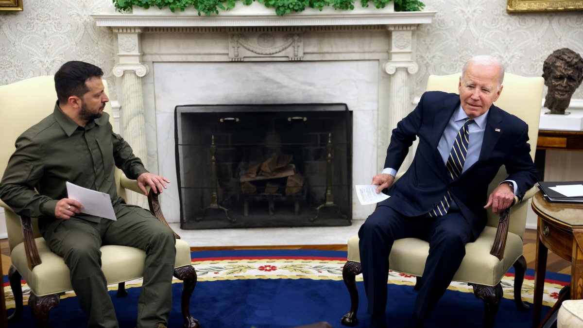 El presidente estadounidense Joe Biden mantuvo una reunión con su homólogo ucraniano Volodímir Zelenski, en la Oficina Oval de la Casa Blanca.