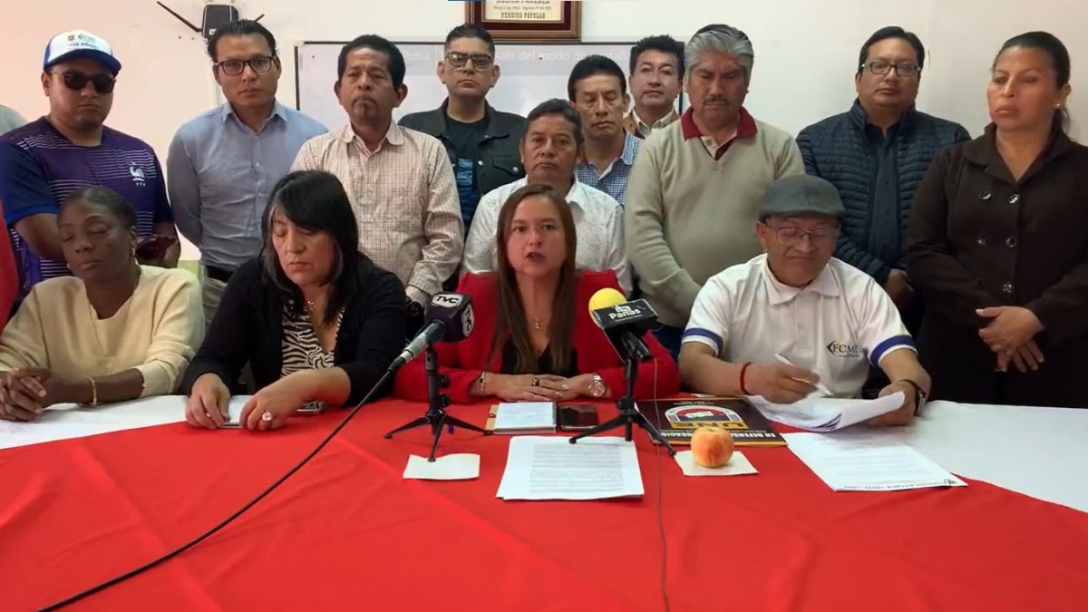 Isabel Torres, presidenta de la Unión Nacional de Educadores, anunciando la movilización.