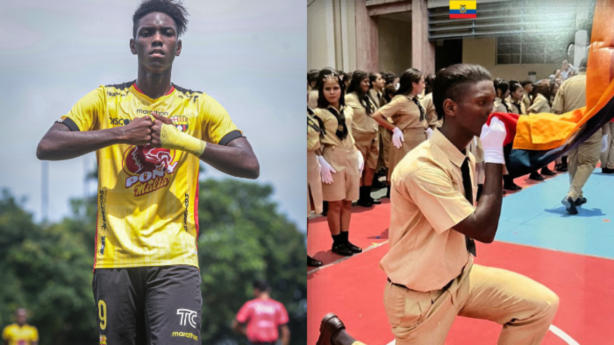 Allen Obando, juvenil delantero de Barcelona, acudió al juramento de la Bandera de Ecuador