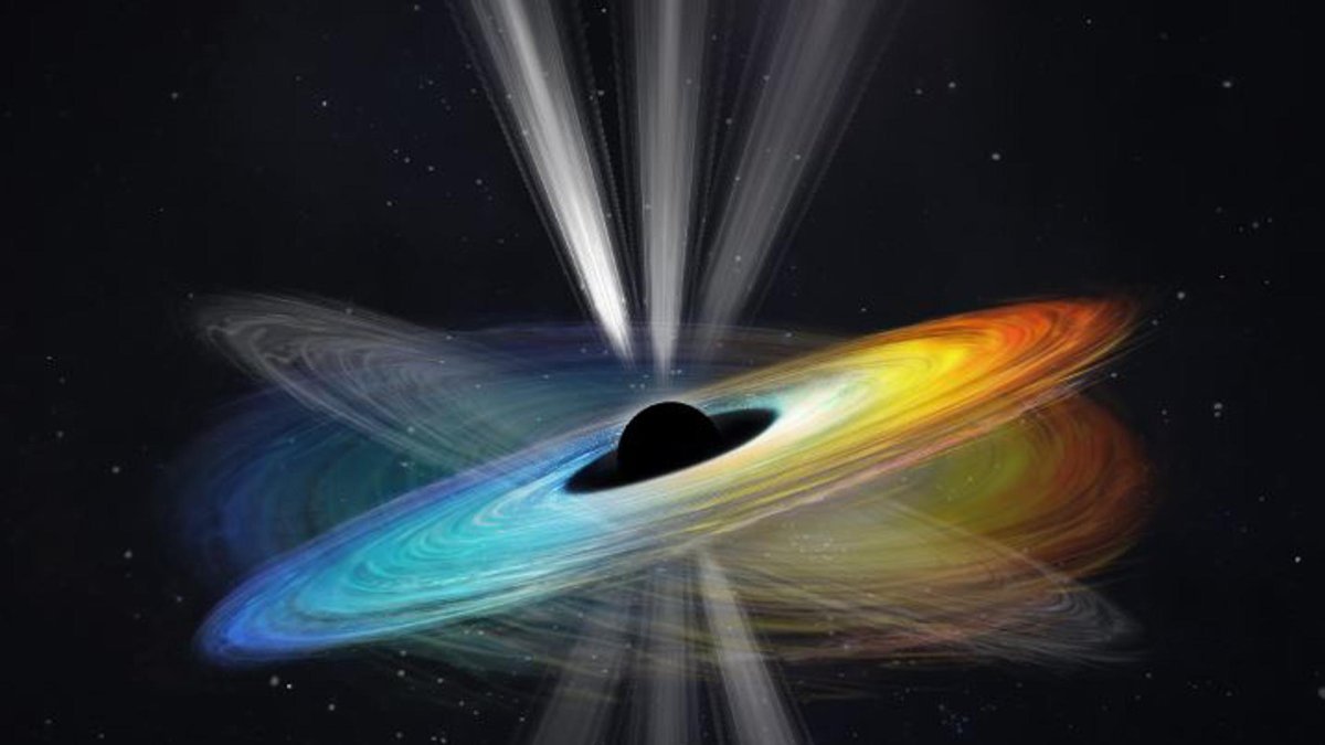 Recreación del giro del agujero negro de la radiogalaxia M87. Cui Yuzhu et al 2023, Intouchable Lab@openverse y Zhejiang Lab.