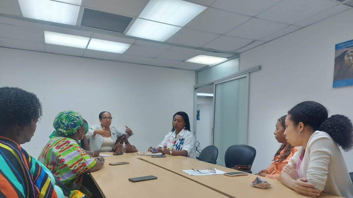 Un grupo de activistas de los colectivos de la comunidad afroecuatoriana, se acercó este viernes 29 de septiembre de 2023 hasta la Defensoría del Pueblo, en Guayaquil.