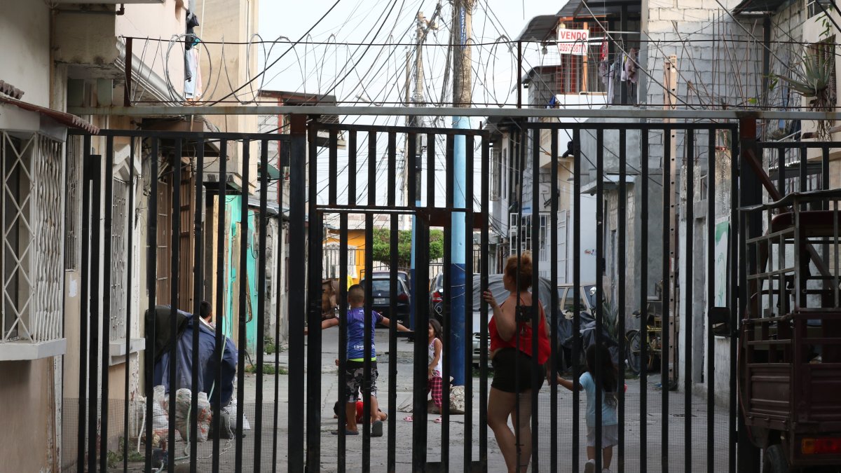 Protección. En las peatonales de la etapa 3 de El Recreo, en Durán, el vecindario se protege con la colocación de rejas y alambres de púas.