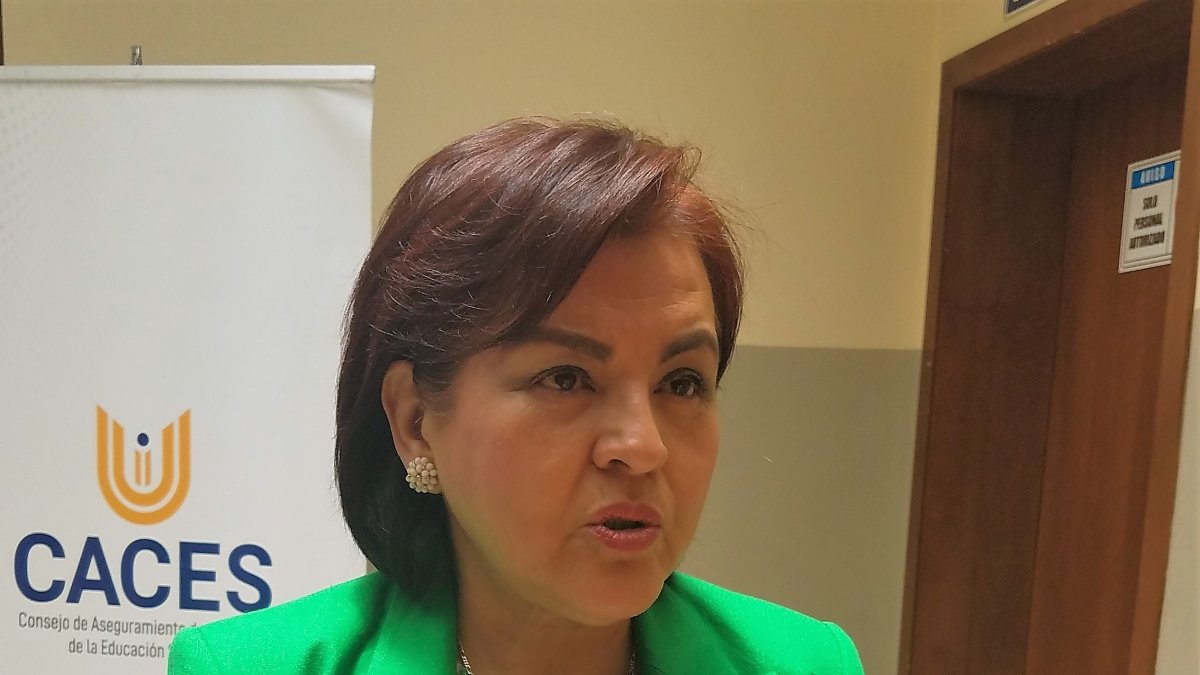 La presidenta del CACES, Ximena Córdova, en una entrevista con EXPRESO luego de la presentación del modelo de evaluación que se aplicará a las universidades en 2026