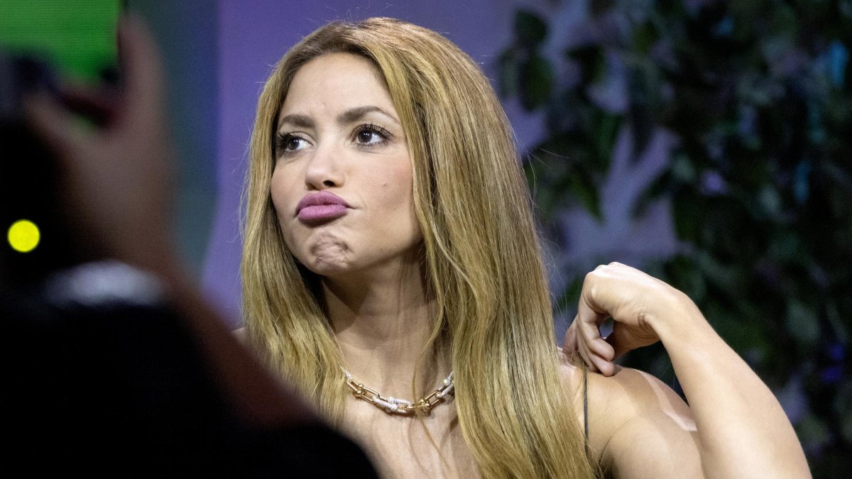 La cantante colombiana Shakira durante la conferencia de prensa de la Semana de Música Latina Billboard.
