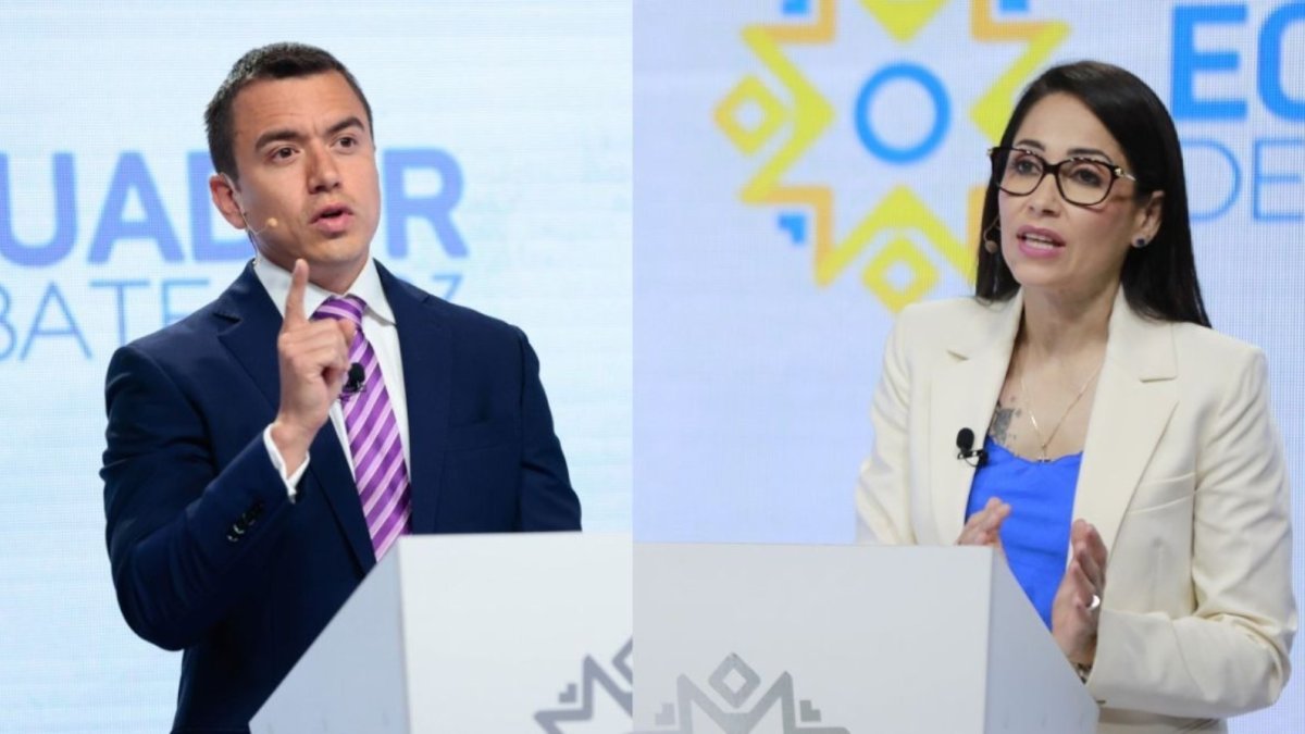 Referencia. Los candidatos a la presidencia del Ecuador, durante el debate presidencial organizado por el Consejo Nacional Electoral.