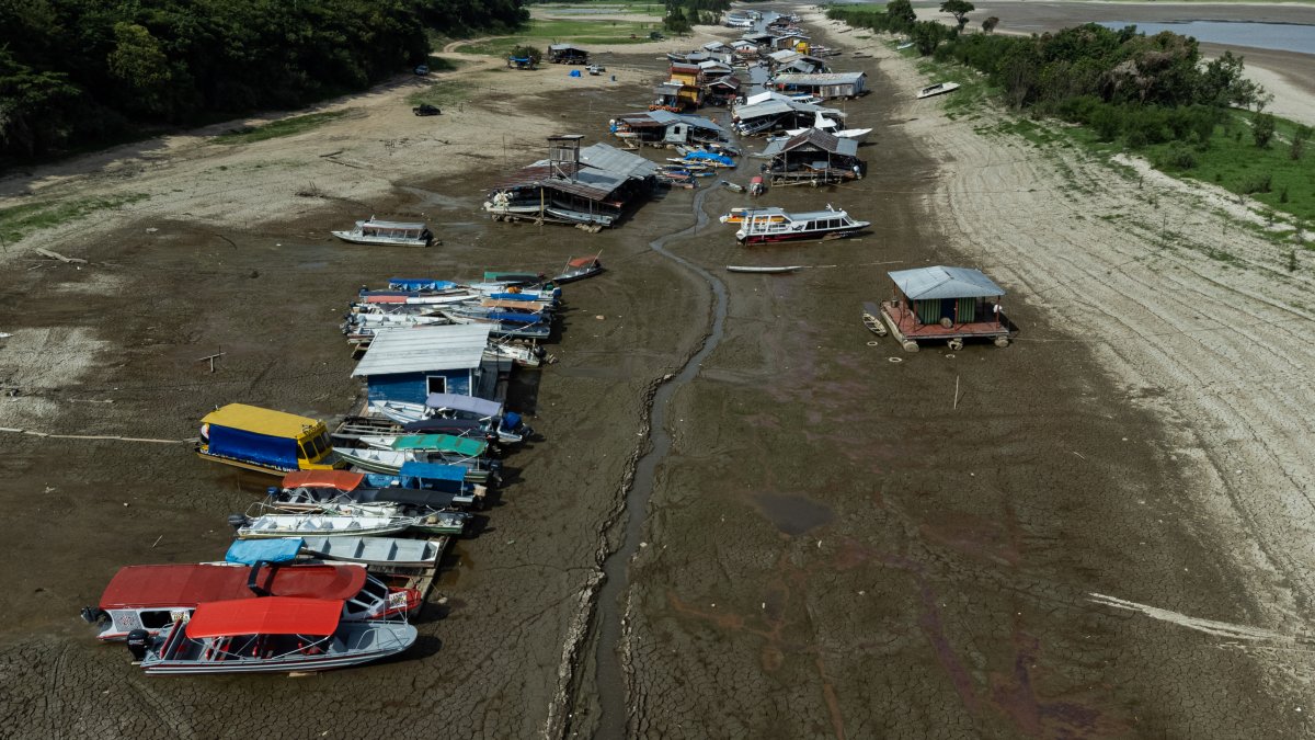 Manaos. Decenas de barcos encallados en el Lago do Puraquequara.